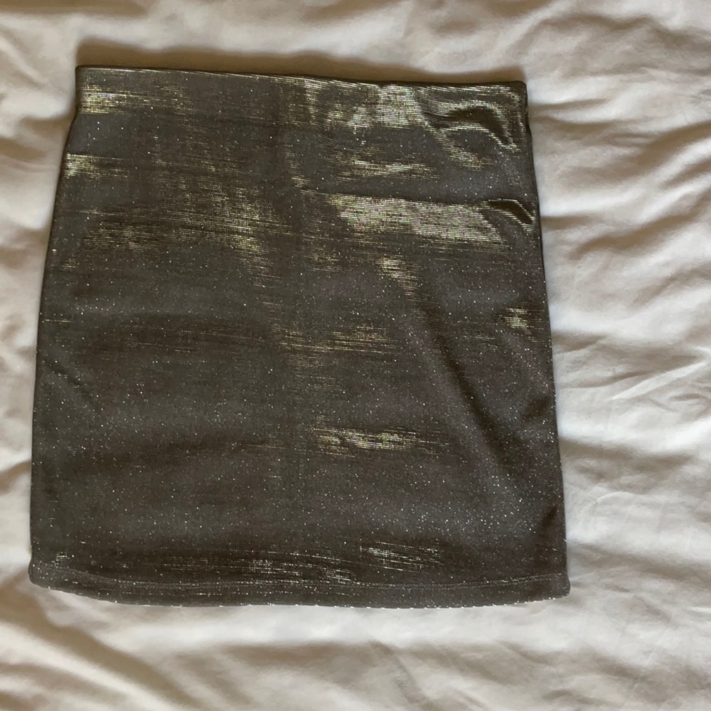 Sparkly silver mini skirt